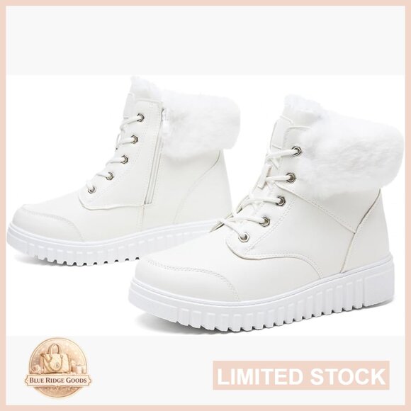 Winter Waterproof Ankle Booties with Side Zipper Warm Lining Combat Style
